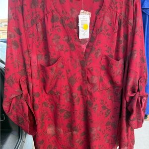 Torrid Burgundy Floral Top